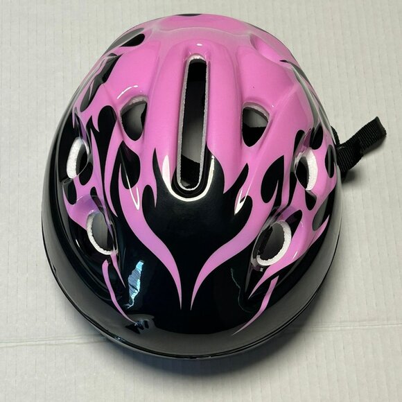 Kids Bike Helmet Pink Flames Child Safety Gear for Skateboarding, Roller Skating - Picture 5 of 8